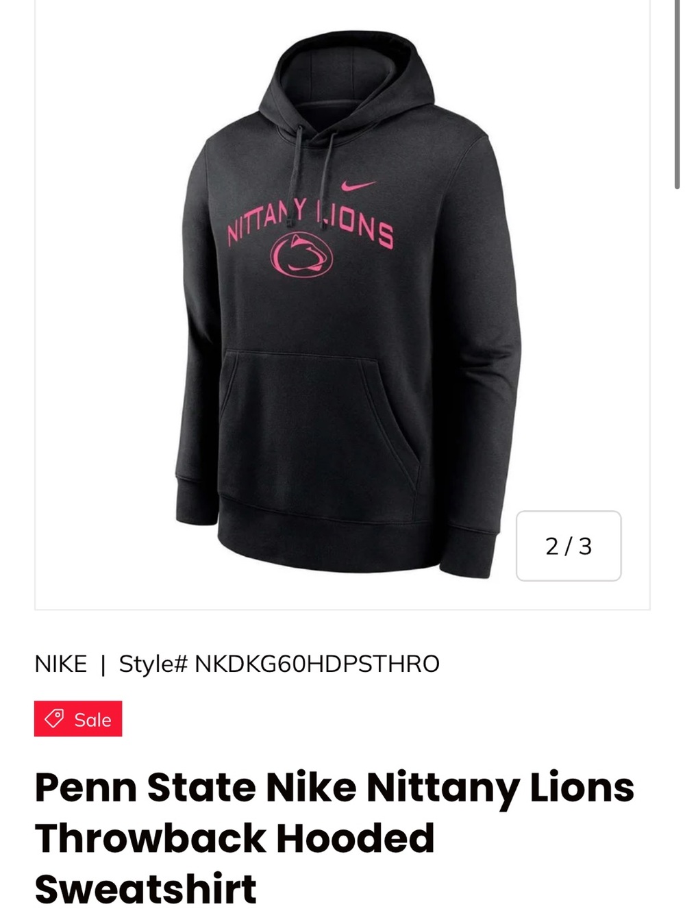 Nike Men's Black Crewneck Sweatshirt with Pink Penn State Logo
